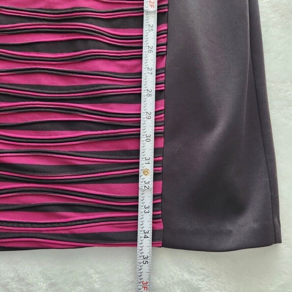 Y2K Office Siren Bodycon Dress 6P NWT Black Berry Purple Colorblock Work Ruched - Picture 13 of 13